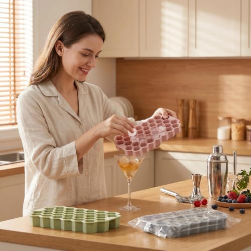 Bandejas de silicona para cubitos de hielo con tapa, 3 unidades miniatura 7
