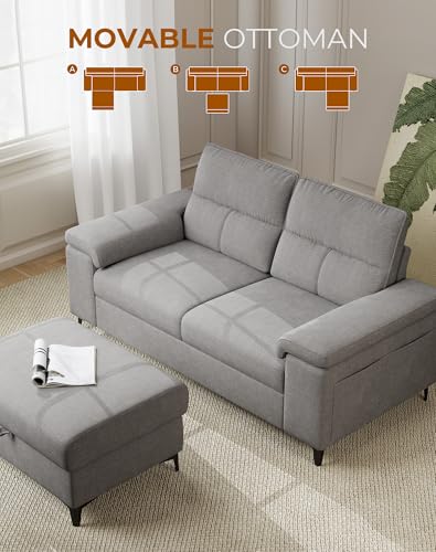 Image of 71.25 inch L Shaped Sectional Couch Deep Seat Sofa for Living Room(Light Gray)