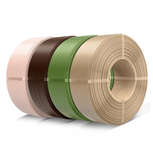 SUNLU Refill PETG Filament 1.75mm, PETG Refill 3D Printer Filament, Suitable for Bambu Lab Filament and SUNLU Reusable spools, 1kg per Spool, 4 Pack, 4 Colors, Beige+Coffee Brown+Olive Green+Oak