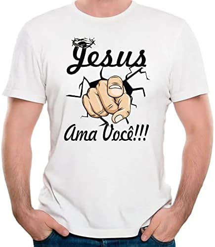 Camiseta jesus te ama camisa fé religião deus Cor:Preto;Tamanho:G...