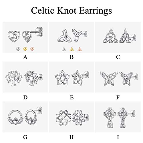 Chicsilver Celtic Trinity Knot Earrings 925 Sterling Silver Vintage Triquetra Triangle Studs Earrings Good Luck Dainty Small Irish Jewelry For Women #TOP5