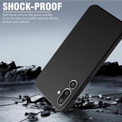 Image of WOW IMAGINE Back Cover for Samsung Galaxy M56 5G | Galaxy F56 5G | Ultra Slim Soft Rubberised Case | Inner Velvet Fabric | Matte Silicone Flexible Mobile Case | Camera Protection - Black