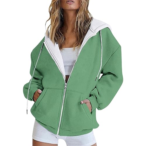 Sweat à capuche pour femme veste manches longues zippée unie taille L