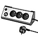 Electraline 35430, Bloc multiprises d’Angle, 3 Prises, 2 Ports USB Interrupteur on/Off pour éteindre/Allumer la LED, Câble 1,5M, Gris/Noir