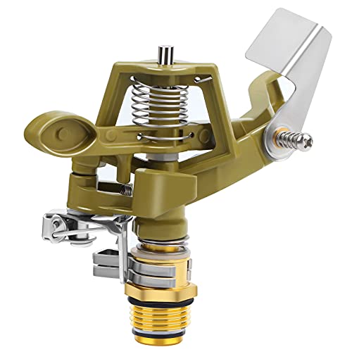 CCCYMM 1/2 Inch Brass Impact Sprinkler, Heavy Duty Sprinkler Head with Nozzles, Adjustable 0-360 Degrees Watering Sprinklers for Yard, Lawn and Grass Irrigation