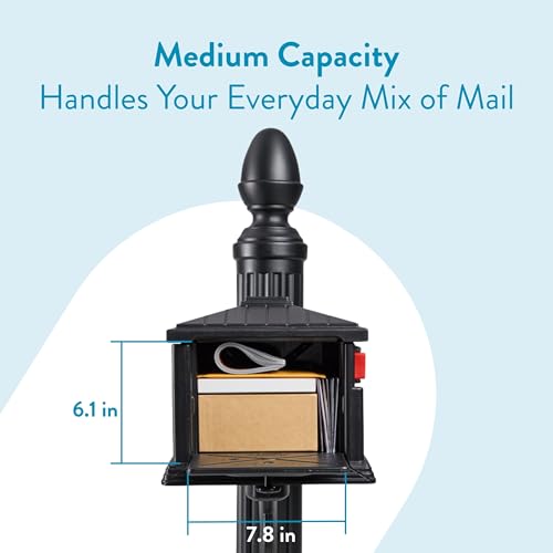 Architectural Mailboxes Stratford Plastic Mailbox and Post Kit, SC000BAM, Black, Medium Capacity