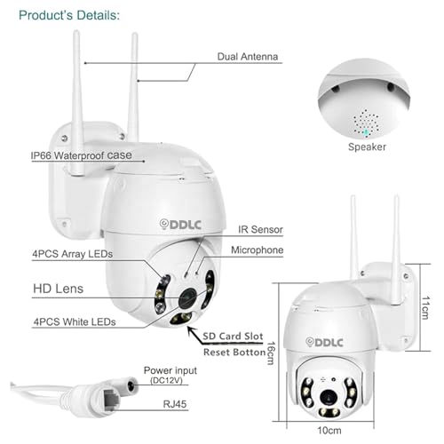 Image of DDLC Smart 360 PTZ Wireless WiFi IP Camera: 1080P HD Outdoor Security with AI Auto Tracking, Color Night Vision, Two-Way Talk, Siren Alarm & Remote Monitoring (ptz)