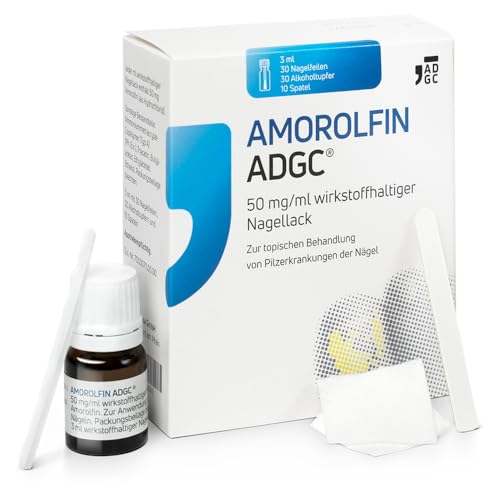 Amorolfin-ADGC 50mg /ml 3ml Nagellack bei Nagelpilz mit 30 Einwegpfeilen Alkoholtupfer und 10 Spatel transparent & wasserdicht