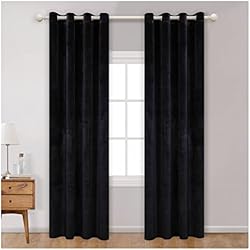 Tramas Cortinas Opacas TRAMAS+ Pack 2 Cortinas Terciopelo Opacas Aislante Térmico, Protección Solar y Anti Luz, para Ventana Salón Habitación y Dormitorio - (Negro)