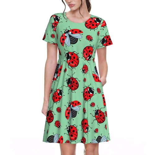 Robe d'été en imprimé coccinelles de qualité supérieure pour soirée chic