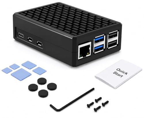 iUniker Aluminum Case for Raspberry Pi 5 Fanless Passive Cooling Metal Heatsink Case with Thermal Pads Rubber Feet Screwdriver for Pi 5 16GB/8GB/4GB/2GB