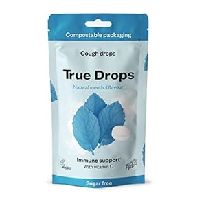 True Drops – MENTHOL | zuckerfreie Hustenbonbons | kompostierbare Verpackung | 1 x 70g