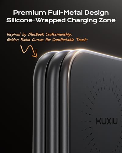 Image of KU XIU Qi2.2 25W Magnetic Wireless Charger, Foldable 3 in 1 Travel Charging Station for iPhone 17 /16 /15 /14 /13 /12, 5W for Apple Watch & AirPods, Aluminum Alloy Design, 45W GaN Adapter Included, Gray