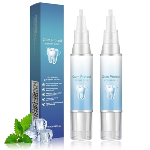 Gum Protect Repair Gels - 2PCS Teeth Repair Gel - Zahnfleisch Therapie Gel - Zähne Aufhellen Pen - Bekämpft Zahnfleischrückgang mit Peppermint-Ext.Weiße Zähne&gesundes Zahnfleisch Zahnfleckenentferner