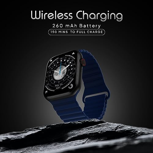 Image of Fire-Boltt Vogue Large 2.05 inch Display Smart Watch, Always On Display, Wireless Charging, App Based GPS with Bluetooth Calling & 500+ Watch Faces (Blue)