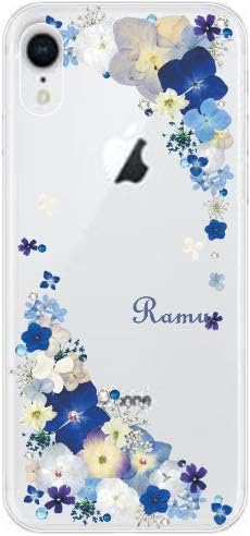 Amazon Iphonexr スマホケース アイフォンテンアール カバー らふら スワロフスキー 名入れ 押し花風 ビビットブルーフラワー ケース カバー 通販