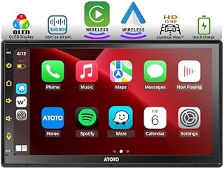 ATOTO F7XE Wbudowany DAB/DAB+ Sprzęt wideo do montażu w desce rozdzielczejbezprzewodowy CarPlay i bezprzewodowy Android Auto, 7-calowy ekran dotykowy QLED, Mirror Link, Bluetooth, HD LRV, F7G2B7XED