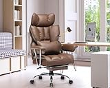 SKYEゲーミングチェア PUレザー オフィスチェア/デスクチェア/社長椅子 伸縮のオットマン 座り心地最高 ランバーサポート ひじ掛け付き 135度リクライニング機能 (ブラウン)