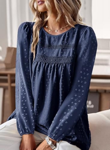 Image of Falechay Womens Tops Flowy Boho Dressy Casual Lace Cute Long Sleeve Shirts