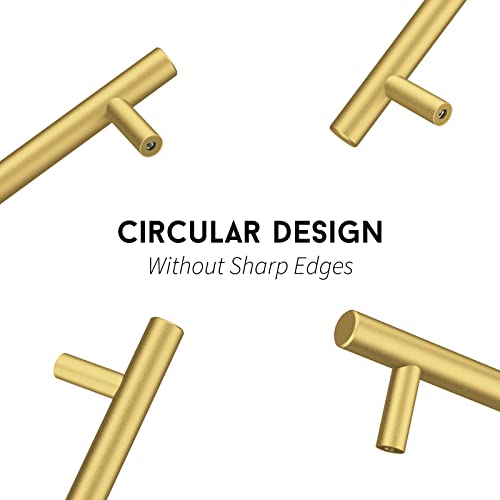 Goldenwarm 10Pcs Cabinet Bar Handles Brushed Brass Dresser Drawer Pulls 3-3/4In(96Mm) Kitchen Cabinet Hardware - Ls201Gd96 Modern Dresser Hardware Cupboard Door Pull Handles #TOP3