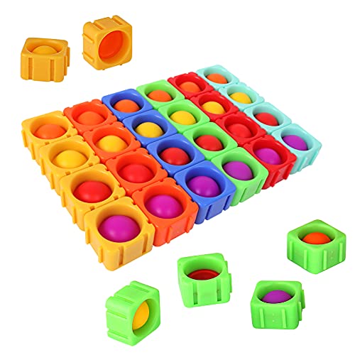 AOMAY Pop Bubble Fidget Sensory Toy, 24Pcs Educational Building Blocks for Kids, Silicone Fidget Toys for Adults, Special Needs Anti-Anxiety Tools Autism Stress Reliever Puzzle Toy Xmas Gift Set