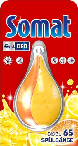 Somat 5in1 Geschirrspüler Deo Zitrone & Orange (bis zu 65 Spülgänge), Spülmaschinen Deo zur Geruchsneutralisierung für hygienische Frische und einen lebensmittelsicheren Geschirrspüler Duft 1
