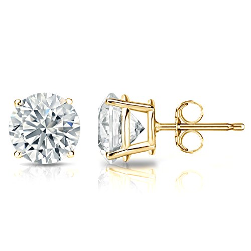 Diamond Wish 14k Yellow Gold Round Diamond Stud Earrings (2ct TW, G-H, VS2-SI1, IGI Certified) 4-Prong Basket, Push Back 41+fs0uKriL