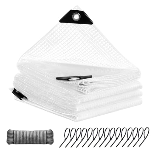 Lona Impermeable Exterior Lona Malla Transparente Toldo de jardín con Ojales Cubierta Protectora Invernadero para Leña Muebles Jardín Piscinia Vehículos Pet Hutch(2.6x4.2m)