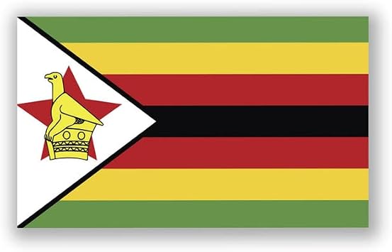 Zimbabwe Flag Decal Sticker | 2-Pack | 5-Inches by 3-Inches | Premium Quality Vinyl | AW573
