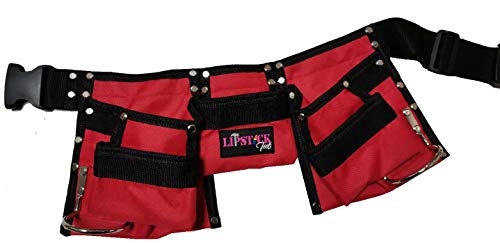 RED Tool Belt For Women. Keep Your Gardening and Home Improvement Tools Within Hands Reach. Ladies Stylish Belt W/Pouches Carry Your Supplies W/You. Use It For Leisure Or Take It To Work (Adult)