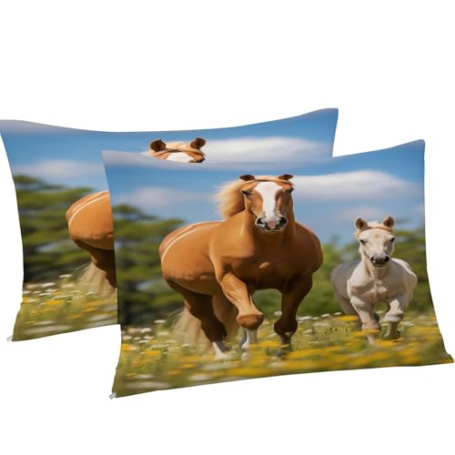 Housse de couette 200x200 cheval animaux ensemble de literie 3 pièces microfibre
