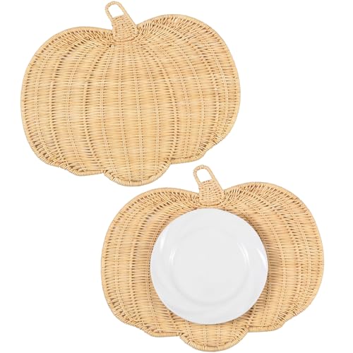 Thanksgiving Pumpkin Rattan Placemats Decor...