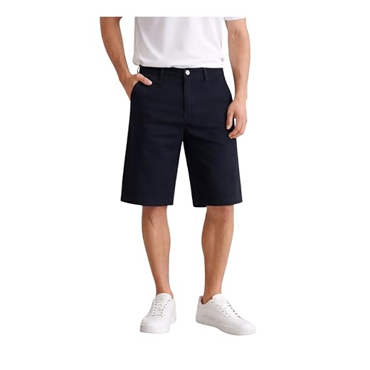 Bermuda Masculina de Sarja 100% Algodão, Modelagem Reta, Estilo Clássico Atemporal