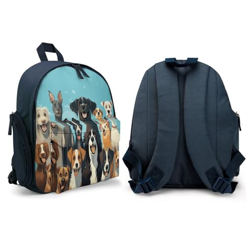 A Large Group of Dogs on A Blue Background Mini Backpack Light Weight Small Travel Backpack Shopping Travel Daypack4
