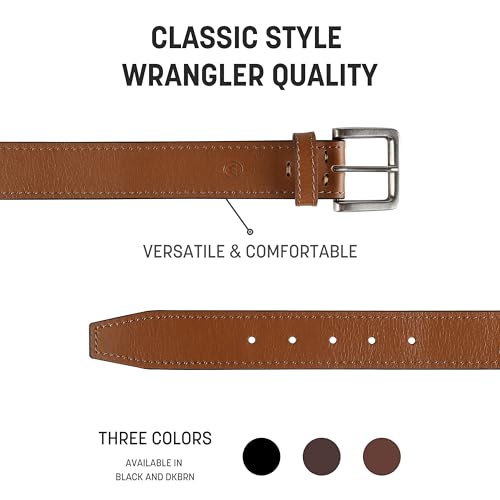 Image of Wrangler Men's Leather Country Casual Belt for Jeans, Khakis & Dress Pants | Versatile Everyday Style for Work, Office, Weekend Outfits, Business Casual Wear and Special Occasions