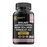 PRIMEBIOTICS All-in-1 Shilajit Supplement with Ashwagandha, Irish Sea Moss, Tongkat Ali, Black Pepper Extract, Boron, Magnesium and Zinc for Men & Women (60 Capsules)