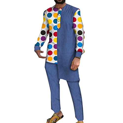 Ensemble traditionnel africain homme manches longues pantalon coton