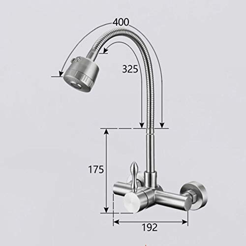 Robinet d'évier en acier inoxydable à levier unique mural pour libérer l'espace du plan de travail
