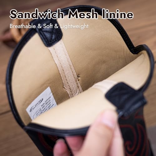 Cowboy Boots for Women Western Cowgirl Boots Classic Ladies Fashion Mid Calf Embroidered Chunky Heel Pointed Toe Boot 6