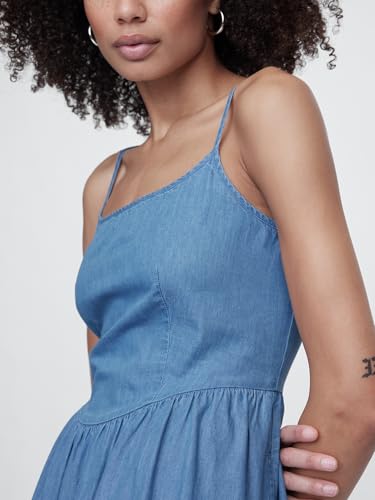 GAP Women's Dipped Waist Denim Midi Dress3