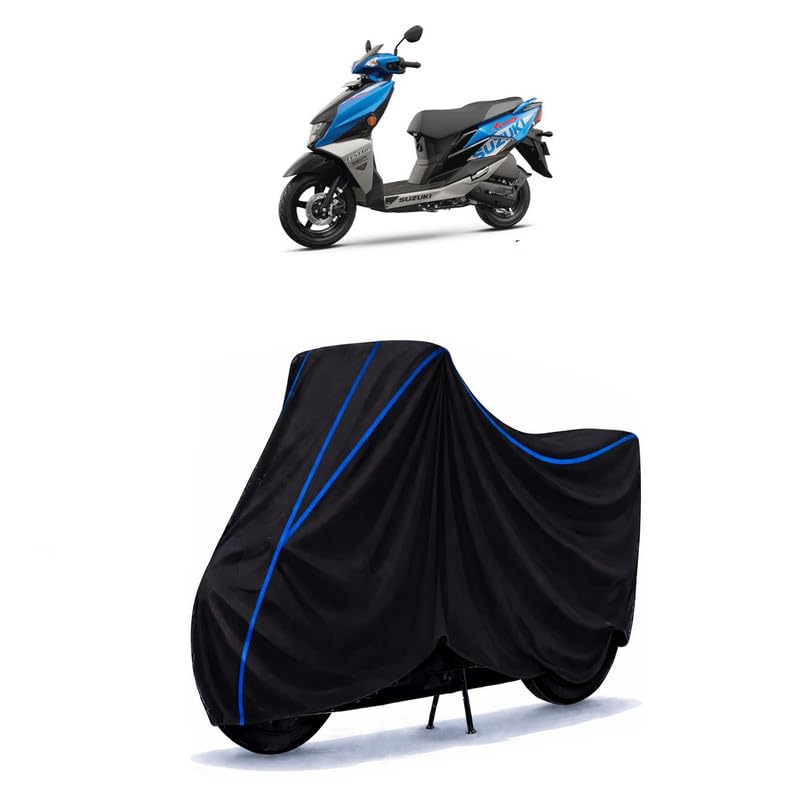 Image of Scooty Cover Water Resistant for Avenis Race Edition | Universal Scooter & Bike Cover | Heavy Duty UV Dust, Rain & Scratch Protection | Elastic Fit All Weather Indoor Outdoor | Black with Blue Piping