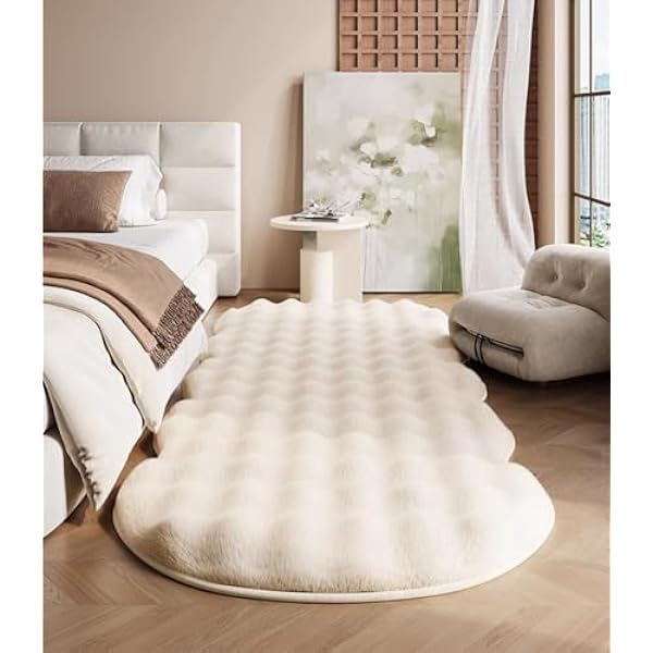 Dywan z miękkiego futra królika do salonu sypialni dywanik z możliwością prania w pralce dywaniki dywaniki przedpokojowe mata bąbelkowa 3D A 120x180cm
