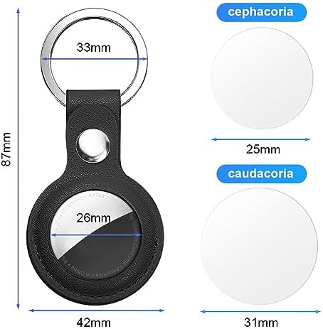AXFEE AirTag Etui ochronne, skórzane etui ochronne kompatybilne z AirTags, skórzany brelok do AirTag, Mini Apple AirTags, skórzane etui na klucze, czarne