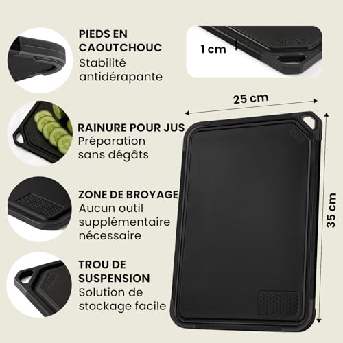 Axer Grande Planche à Découper Professionnelle 35x25x1cm - Noir – vue 2