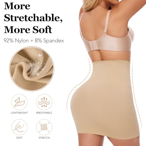 MISS MOLY Shapewear Half Slips for Women High Waist Body Shaper Seamless Tummy Control Skirt Smoother Under Dresses4