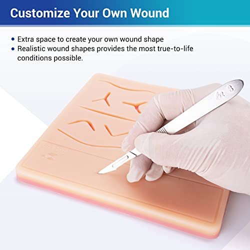 Alcedo Suture Practice Kit for Medical Students, Complete Set (32 Pieces) Include Extra Large Suturing Pad with Pre-Cut Wounds, Tools Kit, and Suture Threads, Perfect for Demonstration and Education - Thumbnail 5