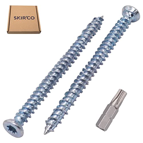 SKIR’CO (10 Stück) Betonschrauben, verzinkt 7,5 x 92 mm Senkkopf, Mauerwerk Schrauben, Rahmen Befestigungsschraube