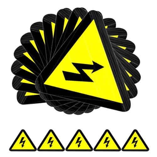 Autocollants d'avertissement de chocs électriques jaunes 15 pcs 50x50 mm
