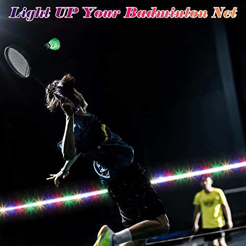 Roceei Badminton Net Light Multicolor 8 Modes 32Ft Waterproof Led Light With Remote And 6 Pieces Glow In The Dark Night Birdies Led Badminton Shuttlecocks Lighting For Backyard Badminton Game At Night #TOP5