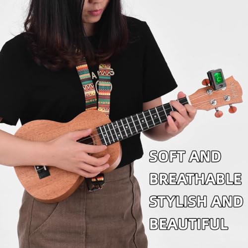 PSOWQ Sangle de guitare ethnique 1 pièce pour ukulélé, réglable avec sangle à clipser 59 cm-140 cm, pour basse électrique acoustique, style bohème, style maya - Les Beatles, Paul McCartney, John Lennon, RIngo Starr, George Harrison PSOWQ Sangle de guitare ethnique 1 pièce pour ukulélé, réglable avec sangle à clipser 59 cm-140 cm, pour basse électrique acoustique, style bohème, style maya – Image 5
